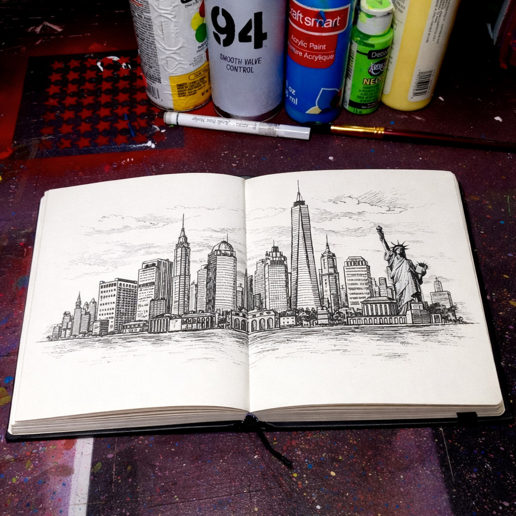 🚀 SketchMode “Drift in Orbit” A5 Sketchbook – Astronaut Galaxy Journal