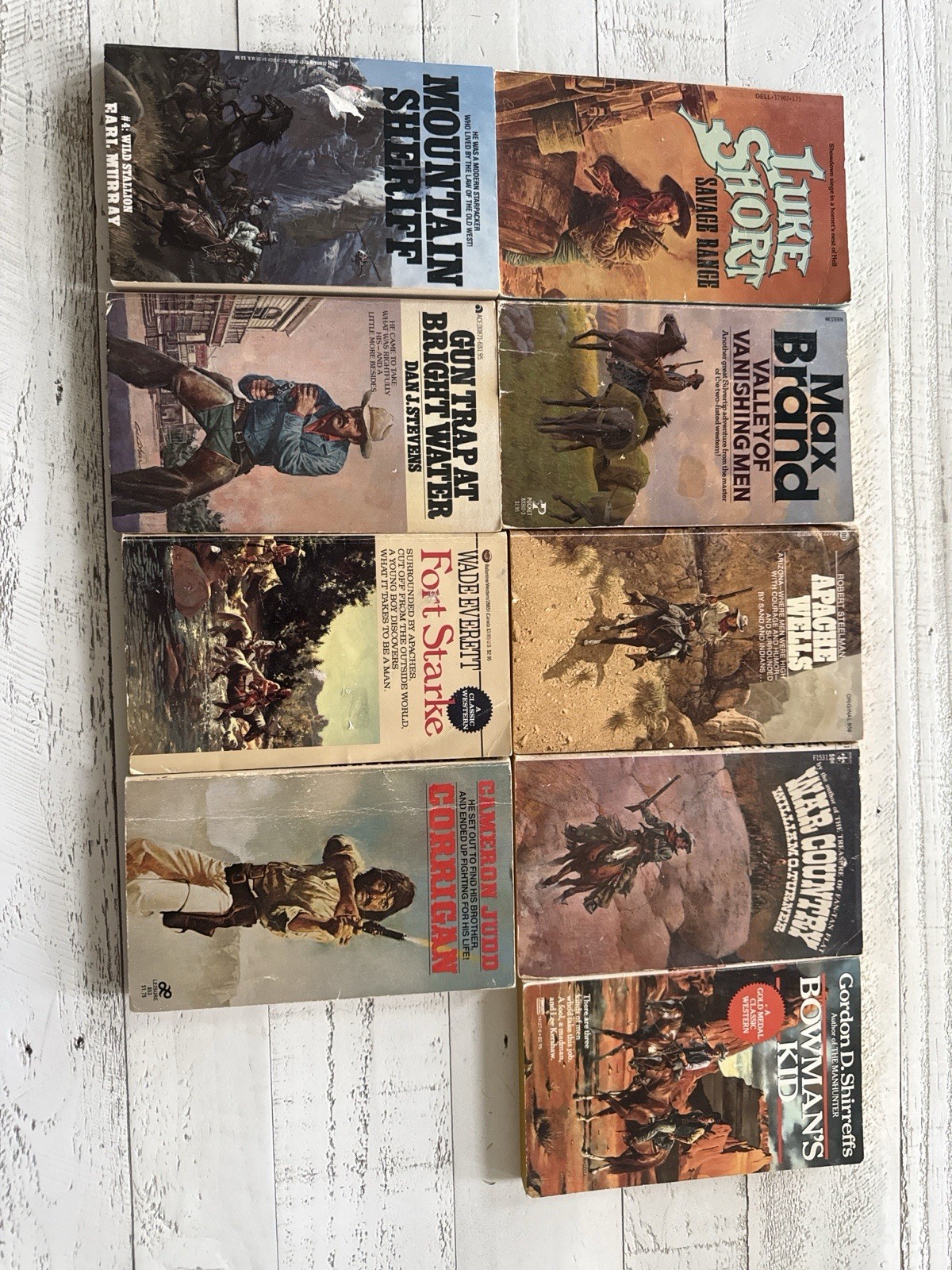 Vintage Western 9 Paperback Book Lot Luke Short Max Brand Apache Wells