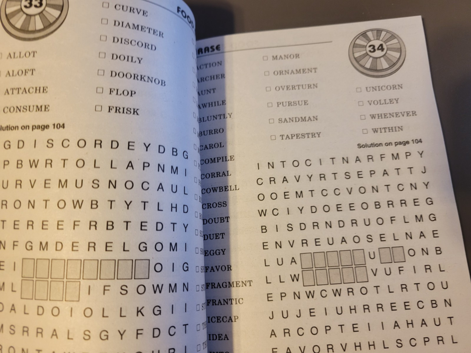 Lot of 2 Themed Word Finds Puzzle Books – Wheel Of Fortune & Archie & Friends