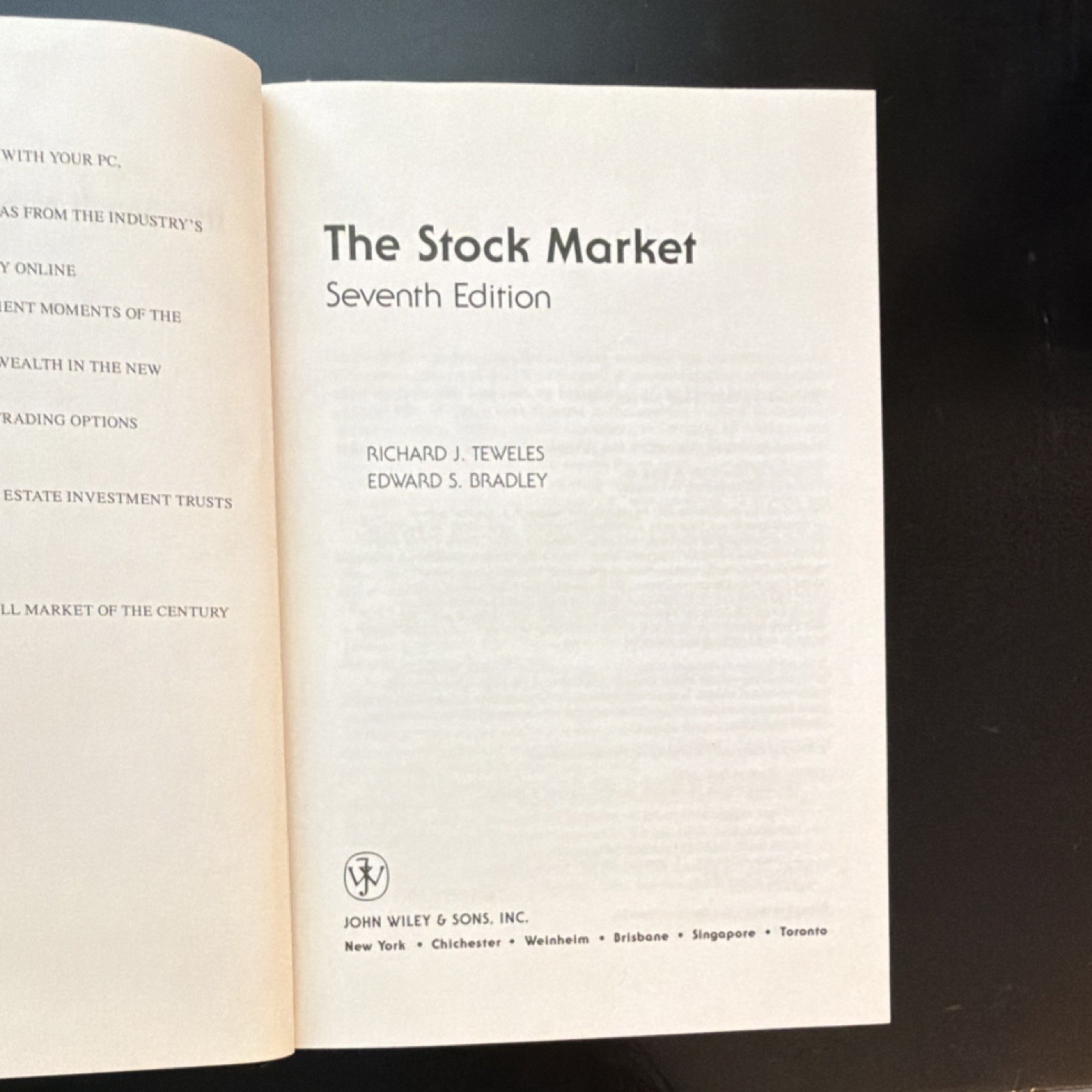 John Wiley & Sons The Stock Market Seventh Edition by Teweles & Bradley, Hardco…