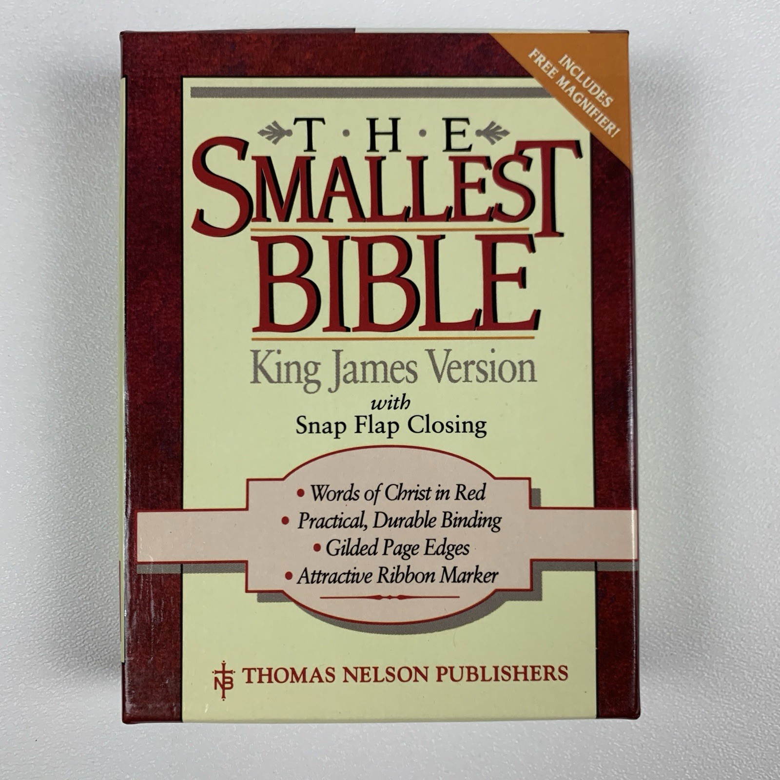 Nelson The Smallest Bible King James KJV Snap Closure Blue Leather w/Magnifier