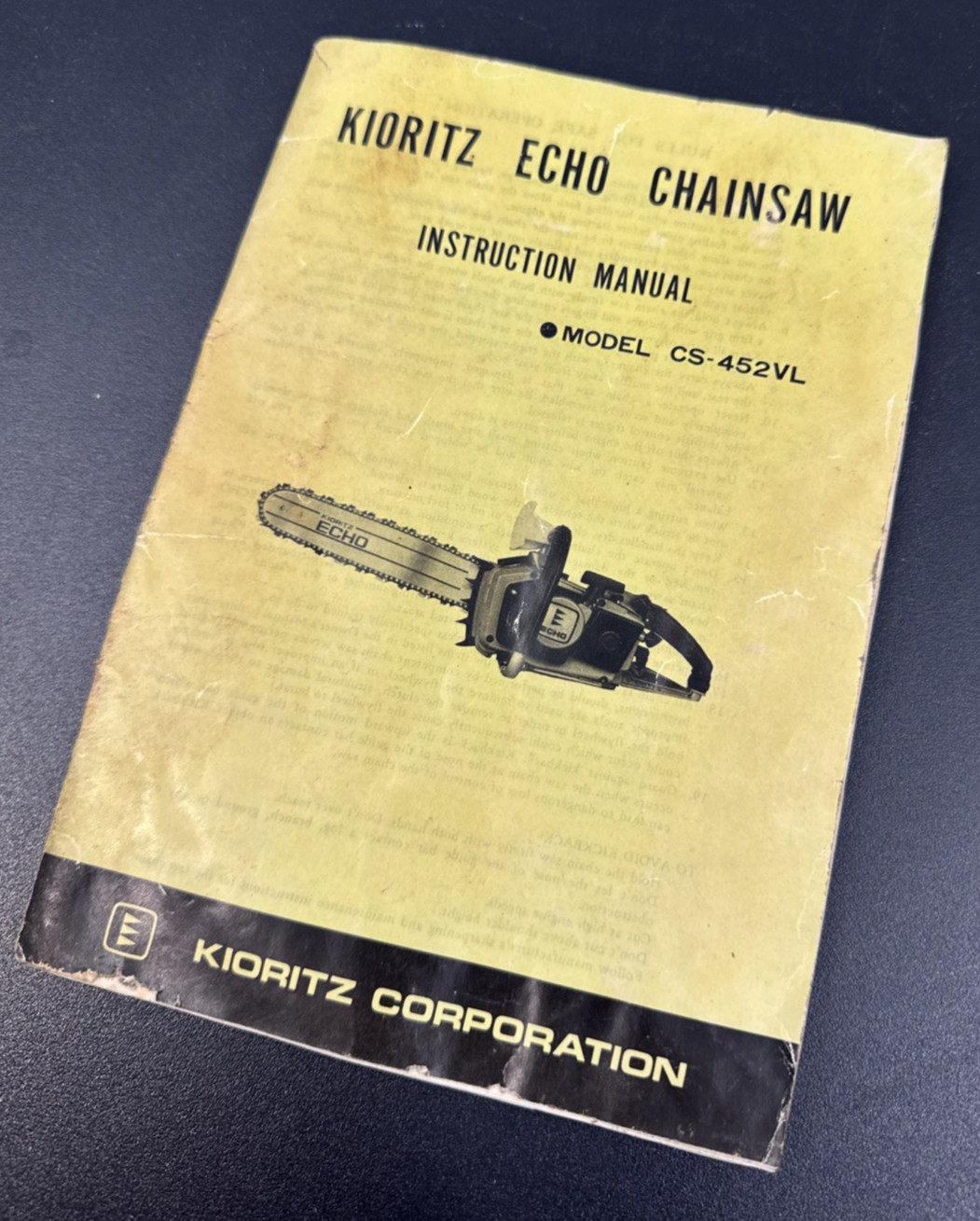 VTG Kioritz Echo Chainsaw CS-452VL Instruction Manual November 1978