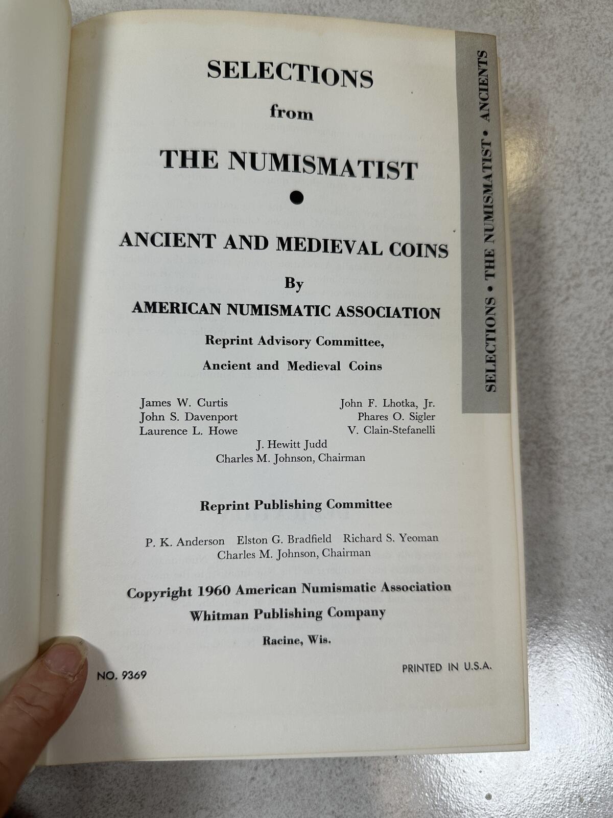 VTG 1960 Selections From The Numismatist Ancient Medieval Coins HC