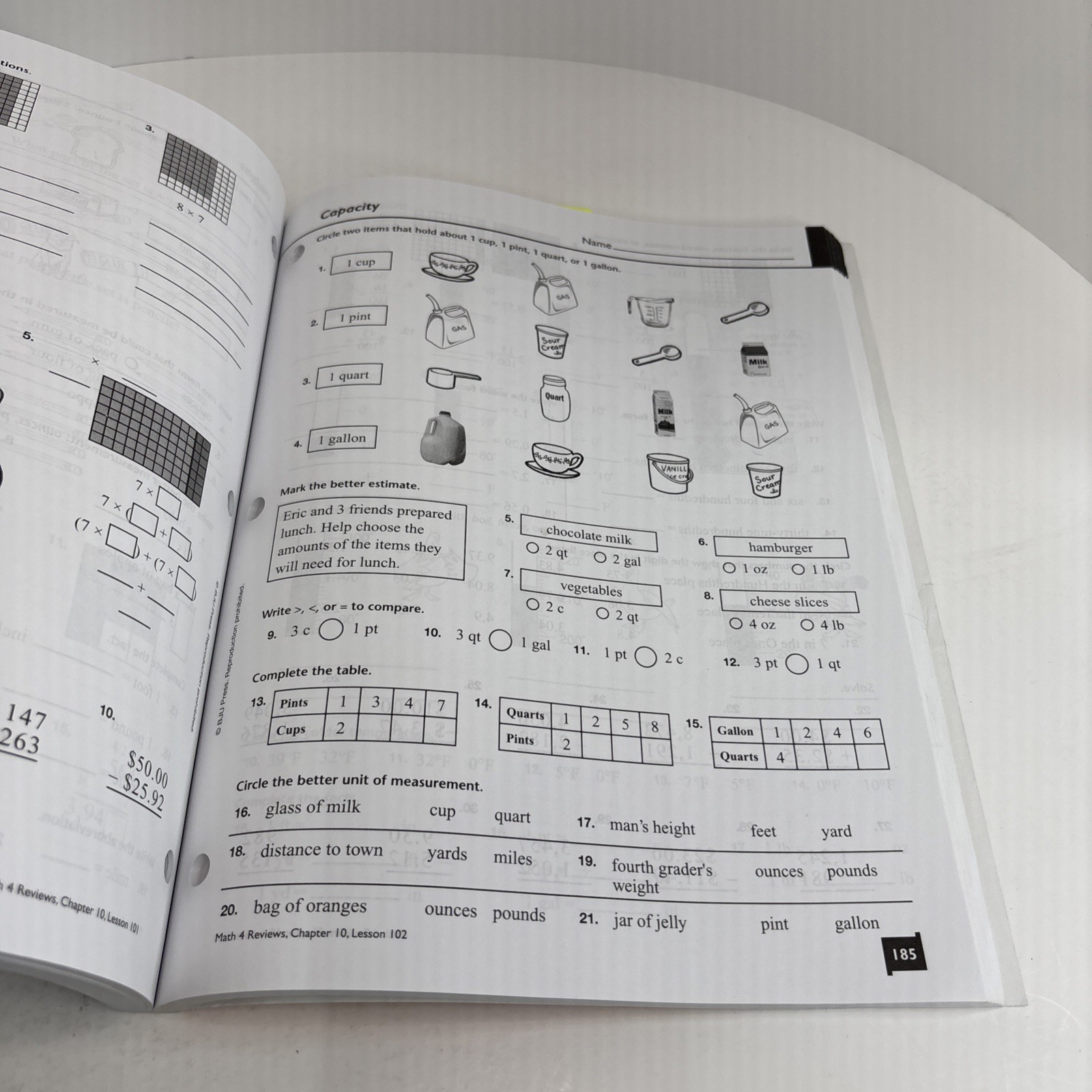 BJU Press Math 4 Student Reviews Third Edition Educational Workbook –