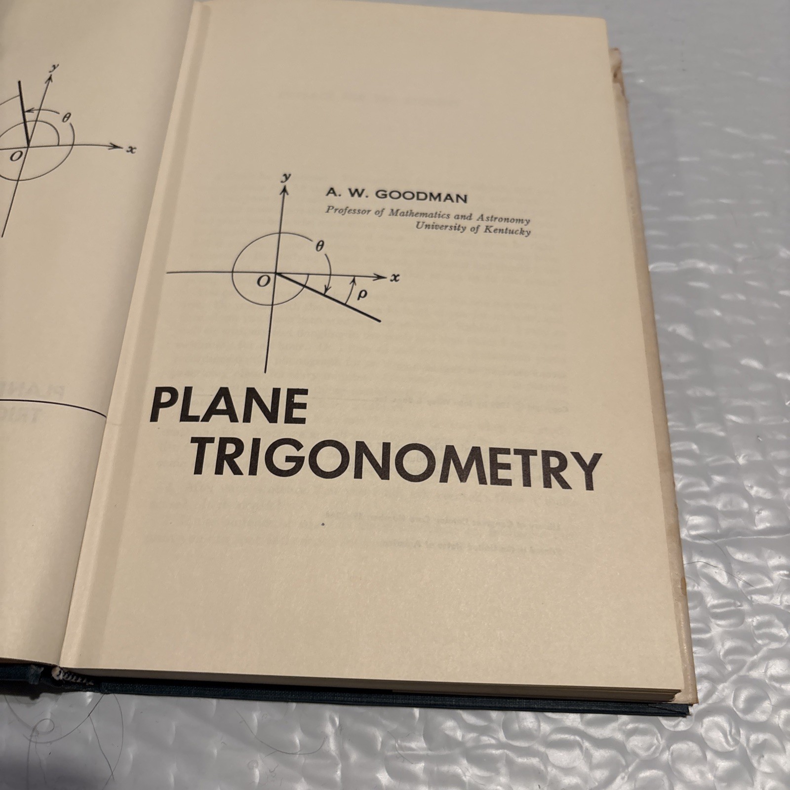 Plane Trigonometry Hardcover Vintage 1959 1961 A W Goodman John Wiley Hc –