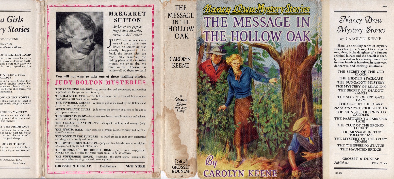 NANCY DREW #12 THE MESSAGE IN THE HOLLOW OAK w/DJ 1938B-10 GLOSSY INTERNAL