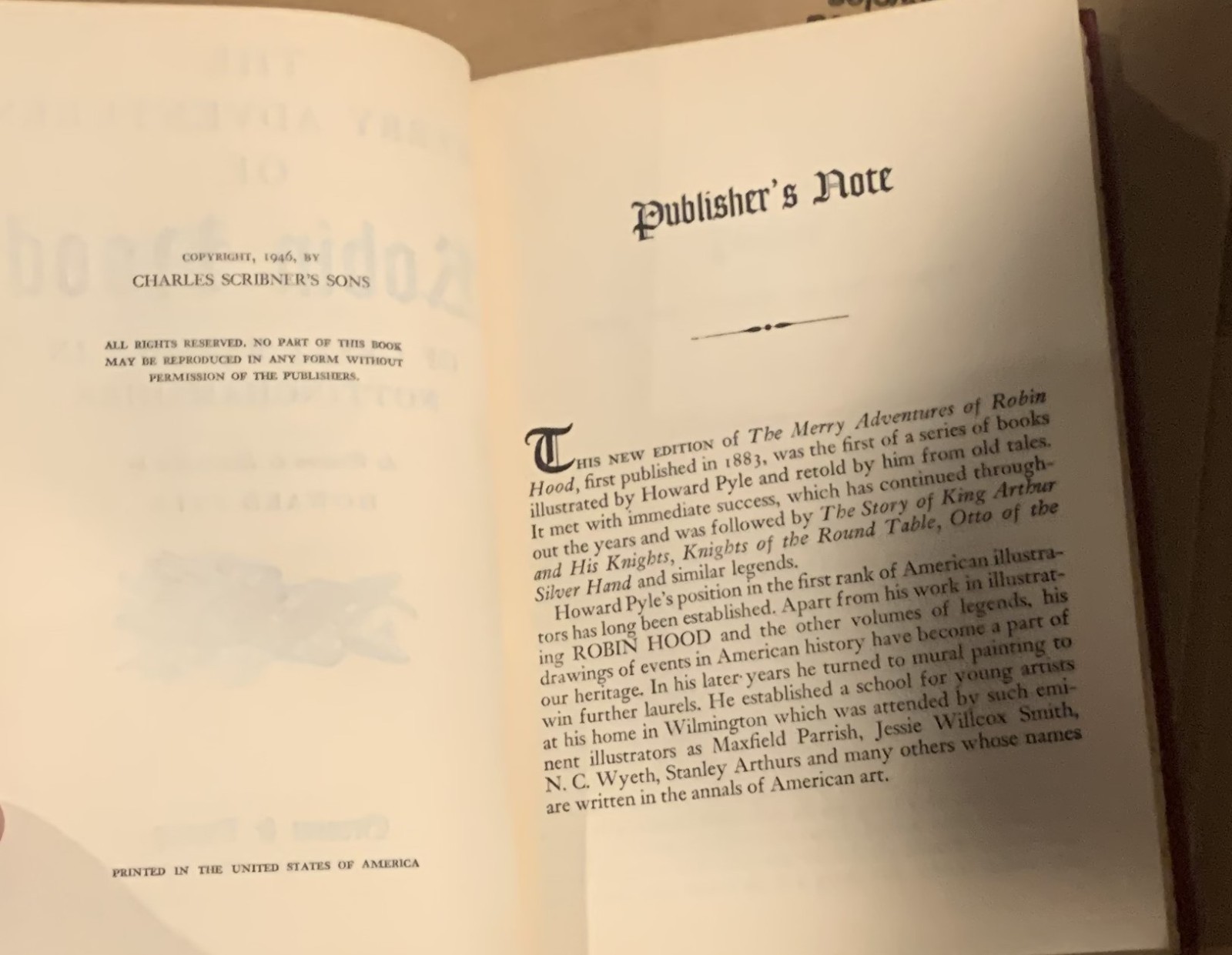 Vtg Robin Hood Book Charles Scribner’s Sons 1946 USA Print Grosset & Dunlap NY