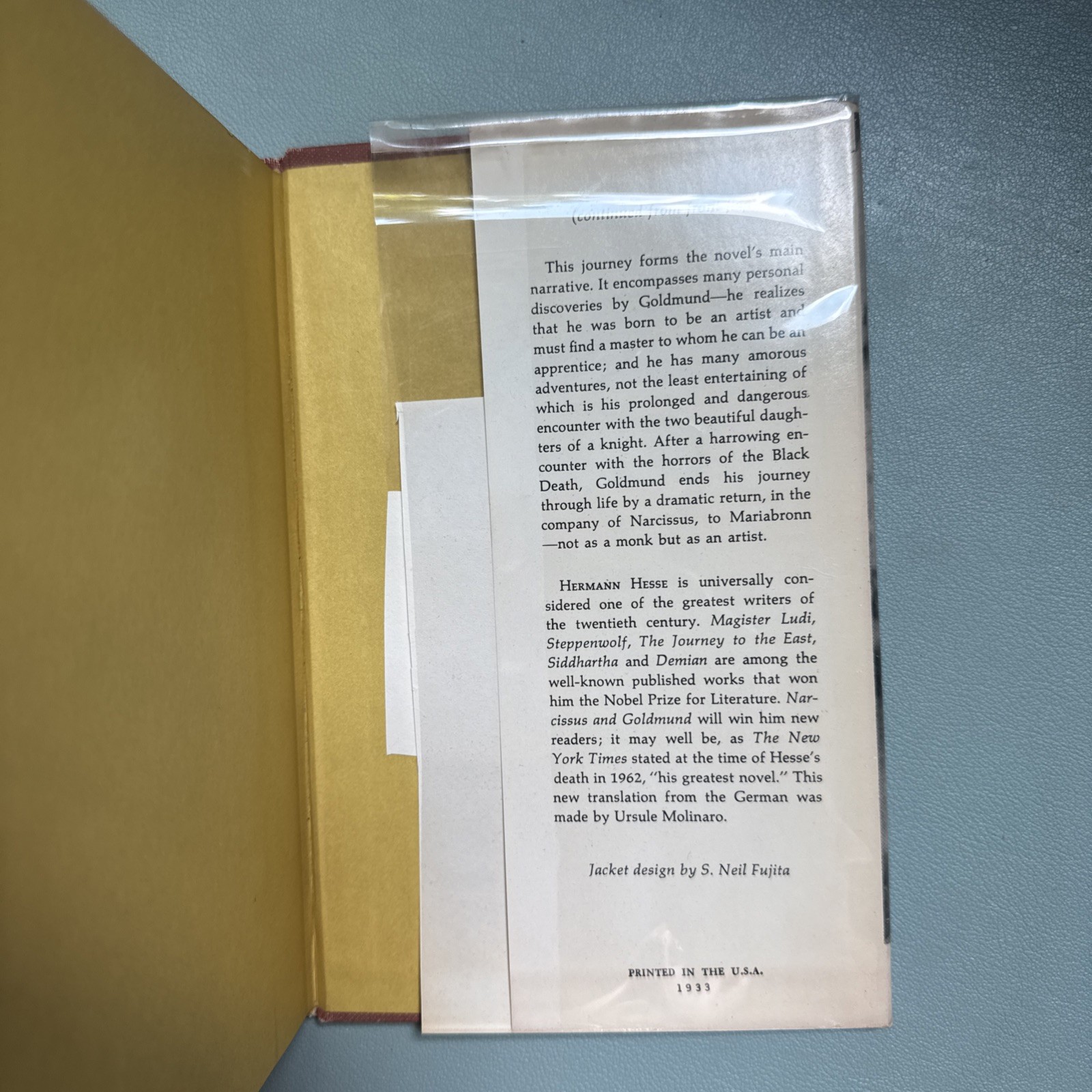 Narcissus and Goldmund, Hermann Hesse 1968 Hardcover Book Club Edition DJ BCE