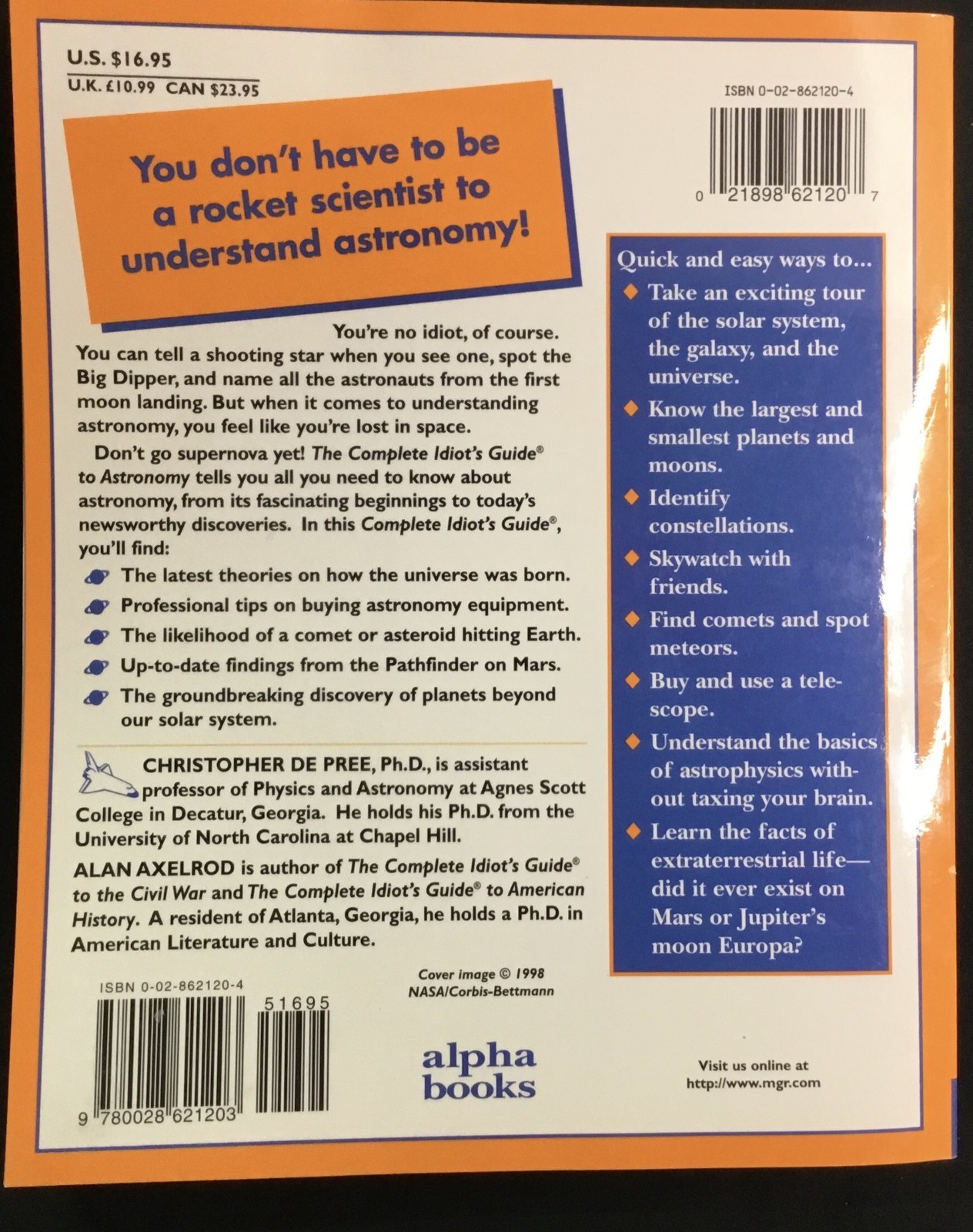 Book, Idiot’s Guide to Astronomy, Alpha Books, 1999, 448 pages, illustrated