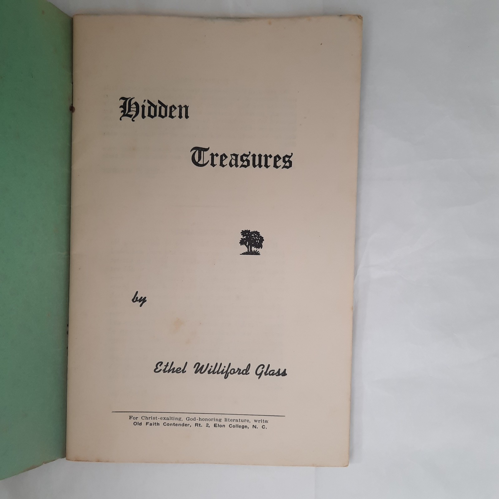 Vtg Poems Hidden Treasures Ethel Williford Glass Old Faith Contender Elon Collge