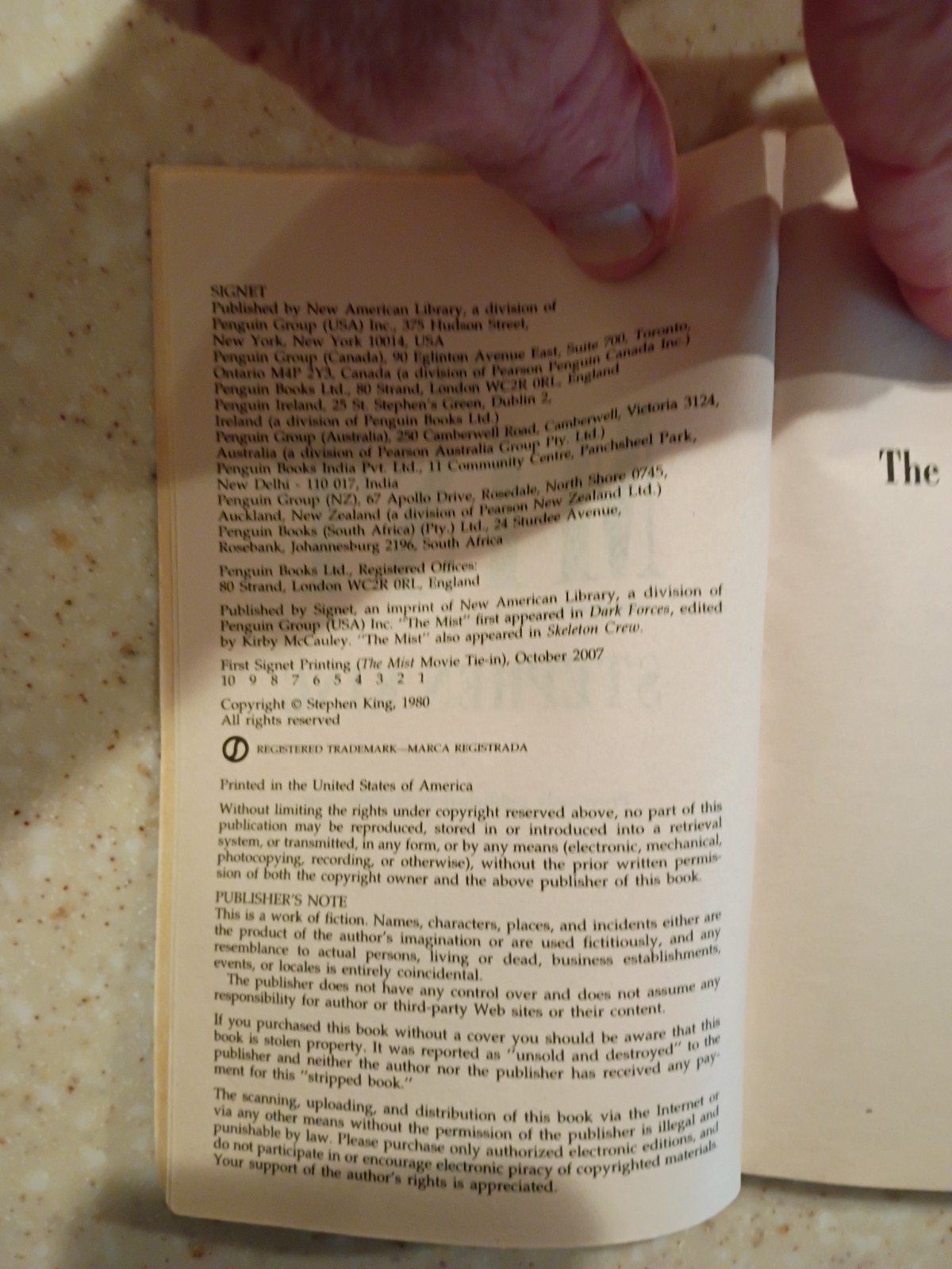 The Mist, Stephen King, Skeleton Crew Novella, Horror, Paperback FTEE SHIPPING