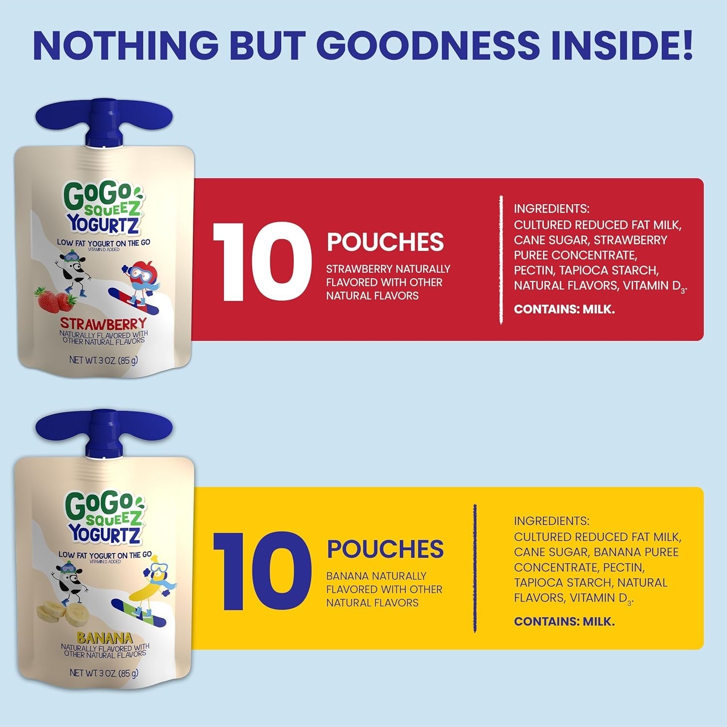 Portable Pack of 20 YogurtZ Snacks – Strawberry & Banana, No Fridge Needed