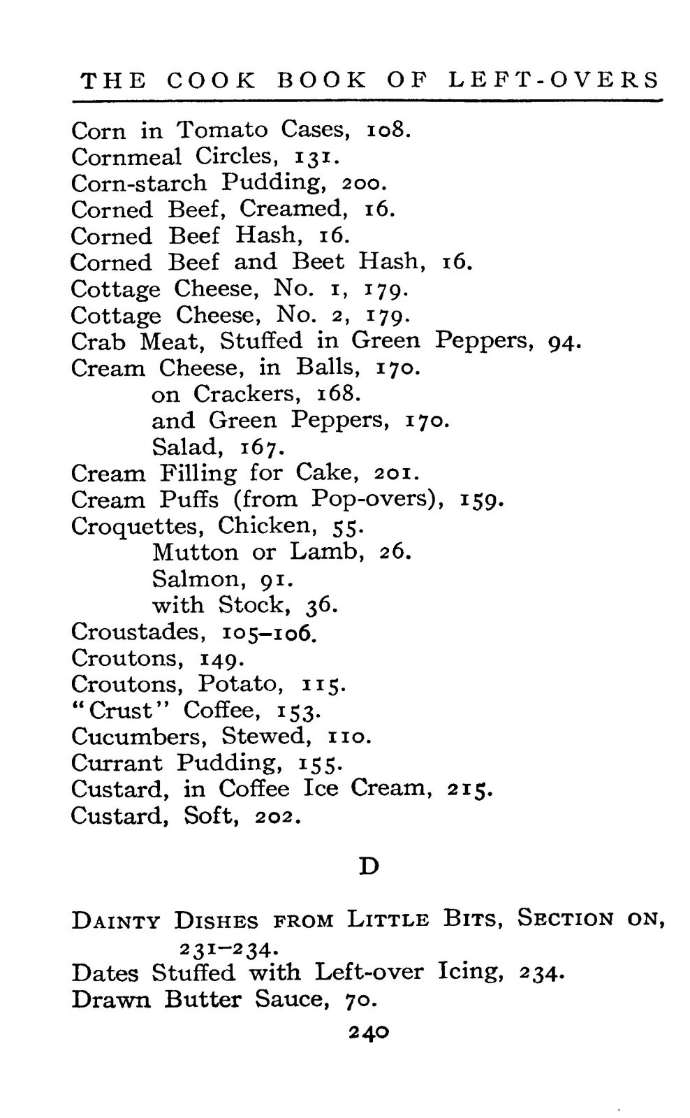 1911 The Cook Book Of Left Overs 252 Pages