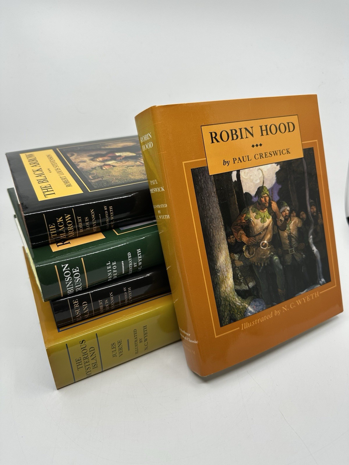 Atheneum Illustrated N.C. Wyeth 5‑Book Lot Robinson Cursoe Treasure Island HC DJ