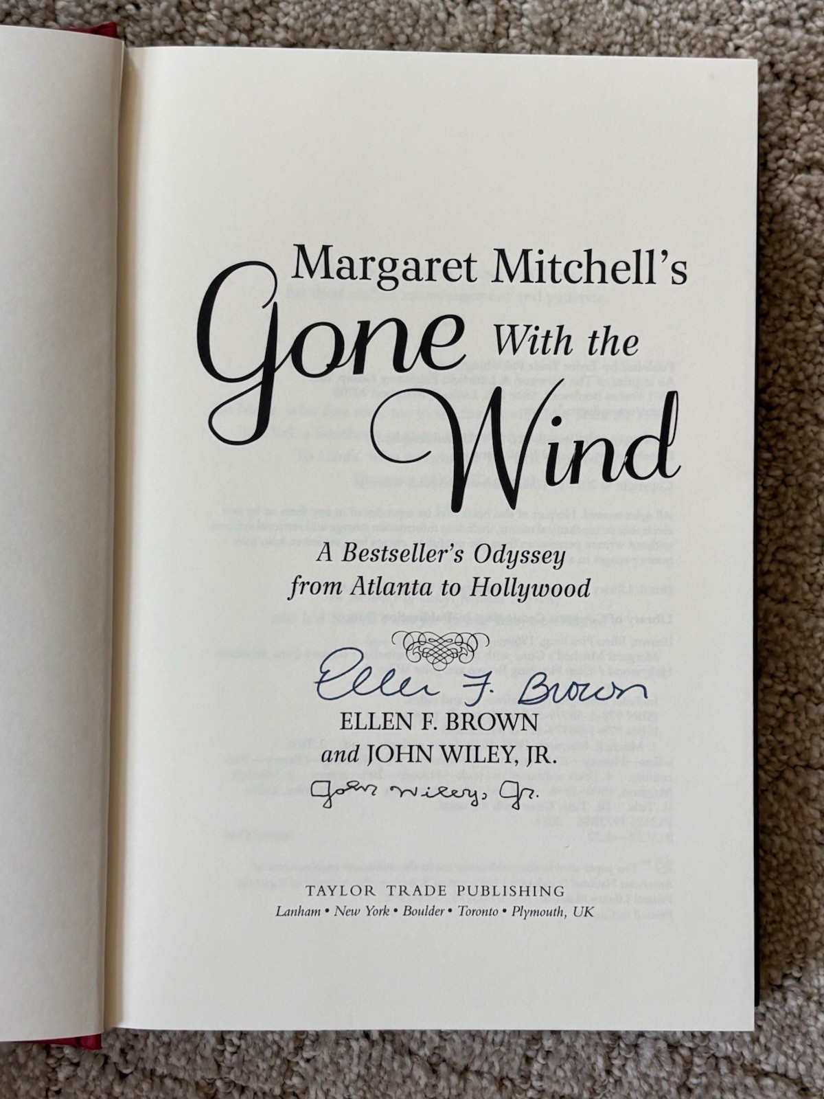 Margaret Mitchell’s Gone With the Wind by Ellen Brown and John Wiley Signed