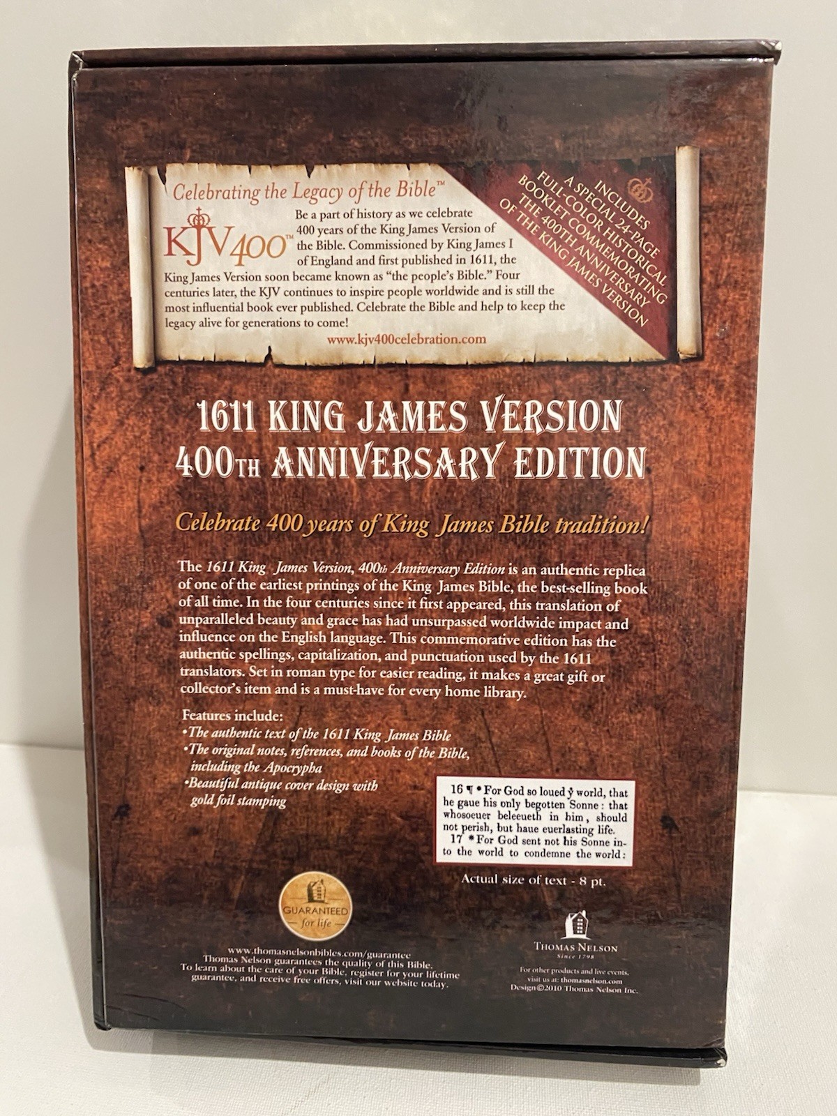 Holy Bible 1611 King James Version Commemorative Edition 400th Edition In Box
