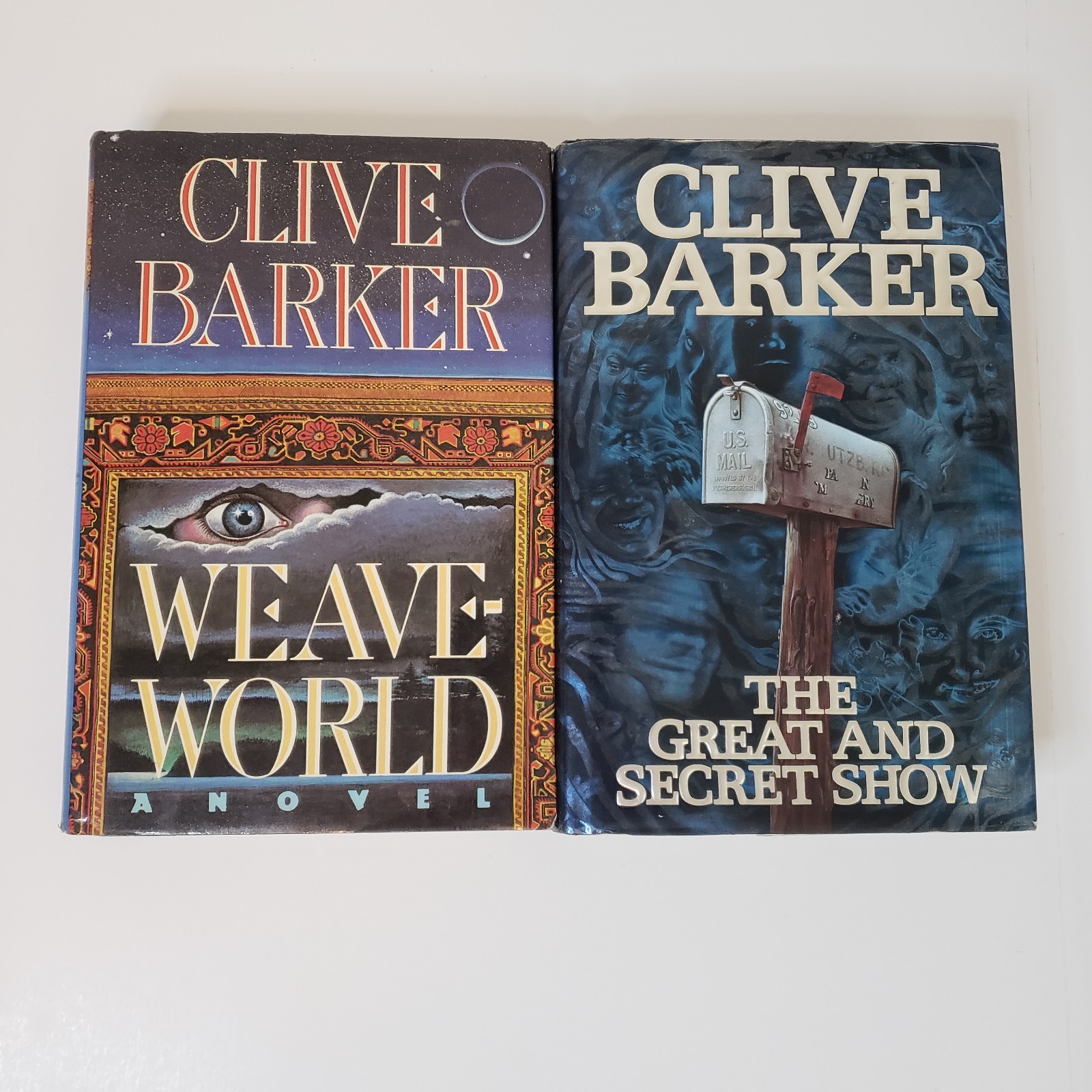 Clive Barker Lot Of 2 HC Books Great & Secret Show & Weave-World 1st Ed American
