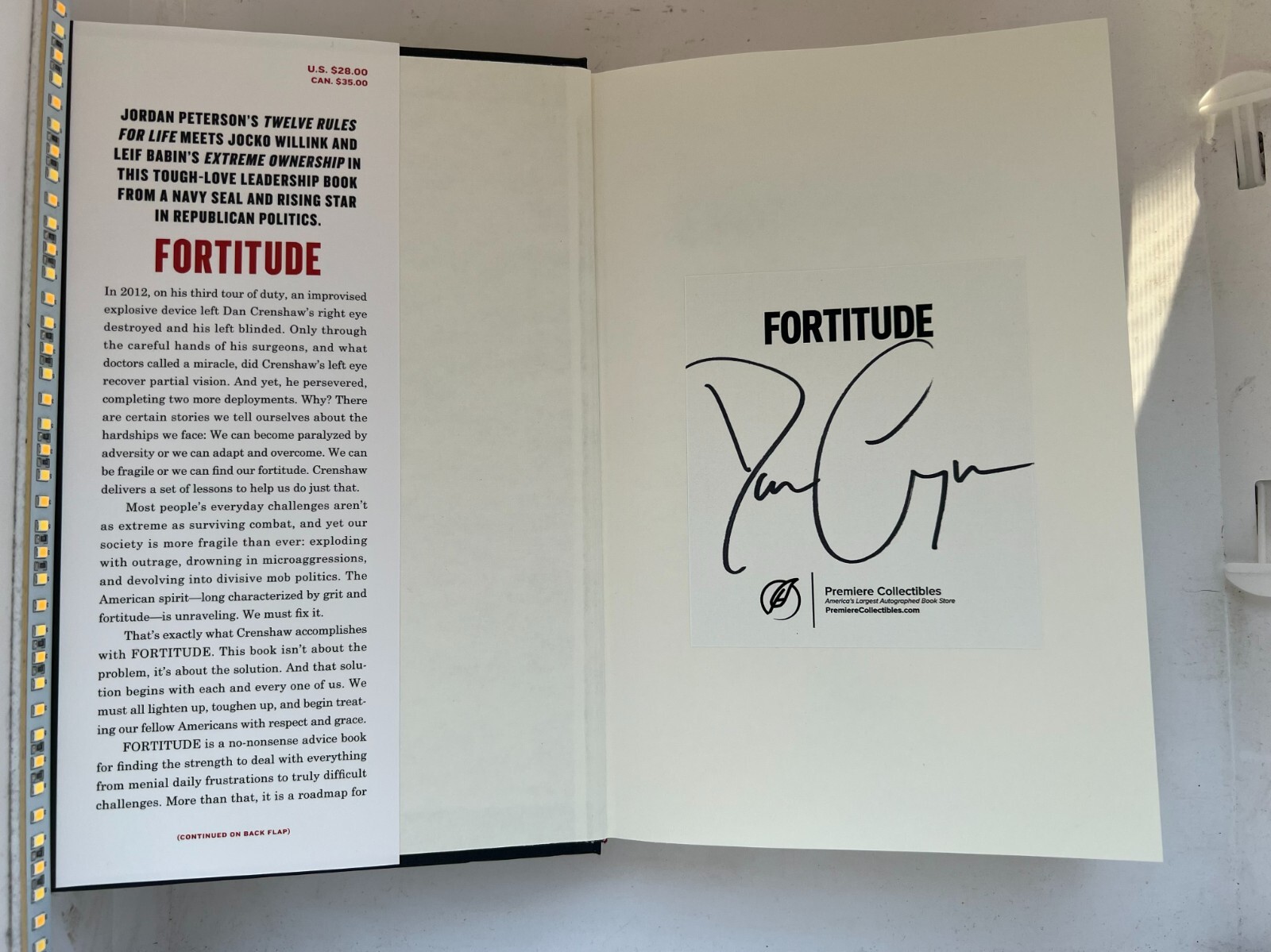 Congressman Dan Crenshaw Signed Book—Fortitude (NEW 1st Ed. with COA)