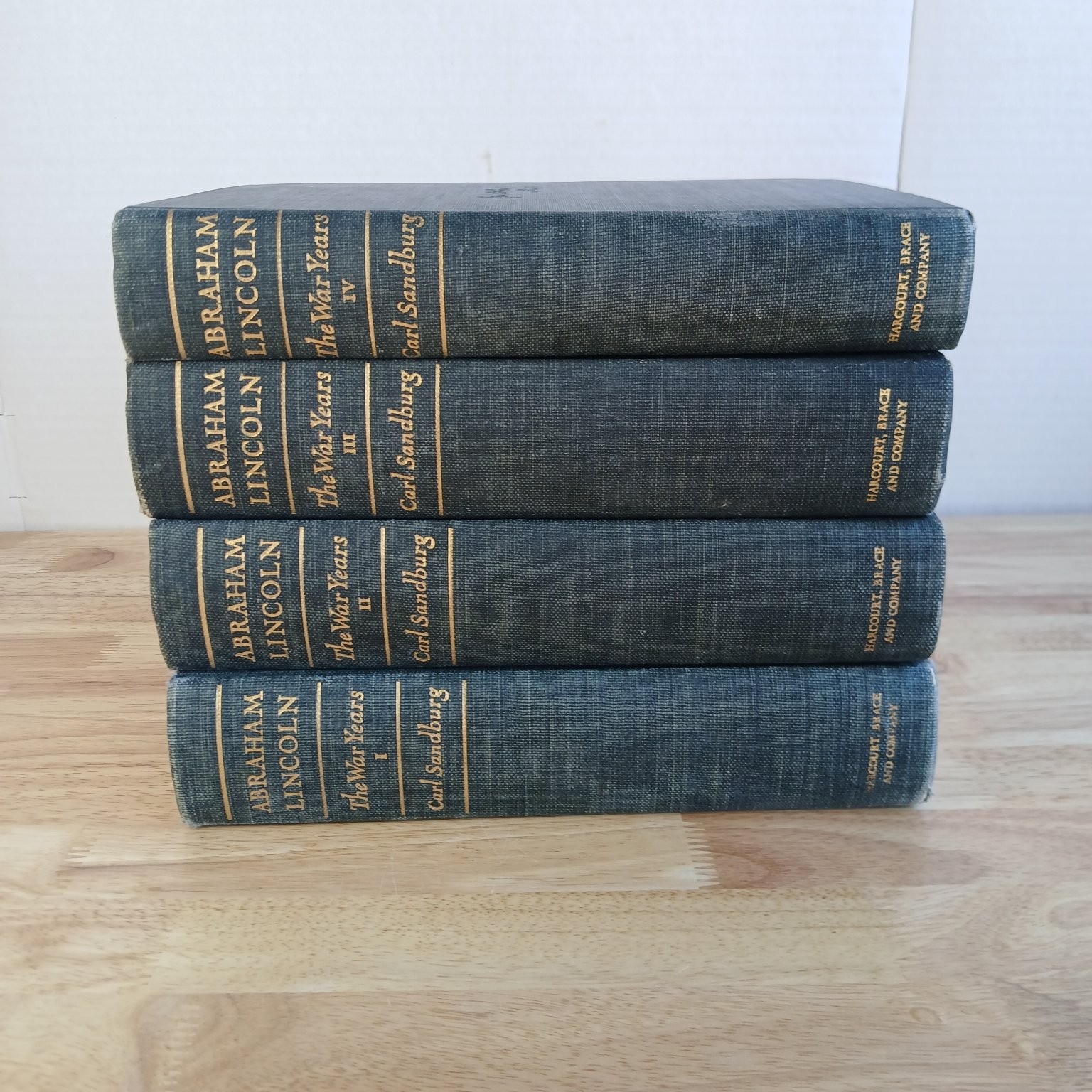 Abraham Lincoln The War Years Carl Sandburg 1939 First Edition 4 Vol Set
