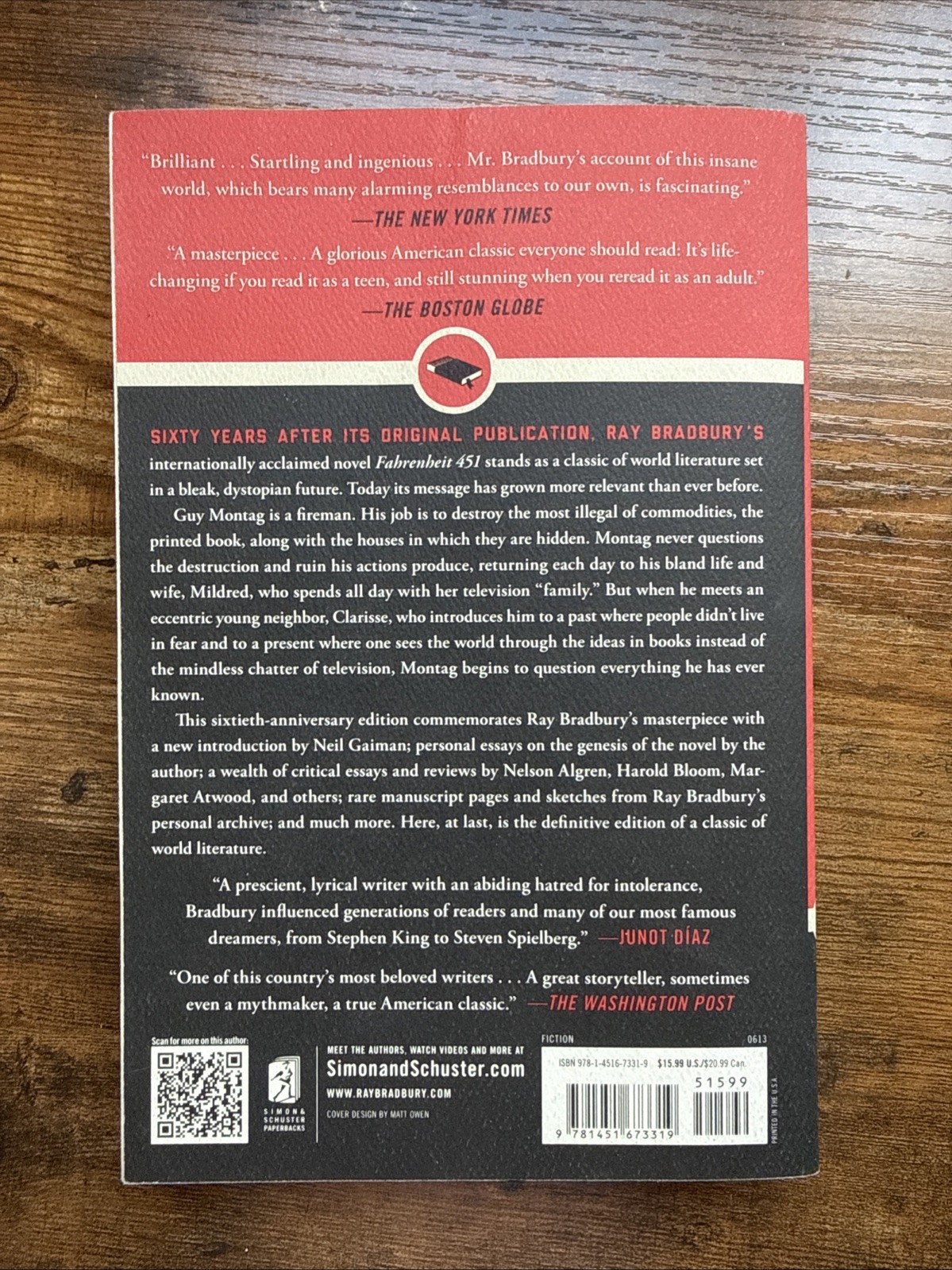Fahrenheit 451 Ray Bradbury 60th Anniversary Edition 2018