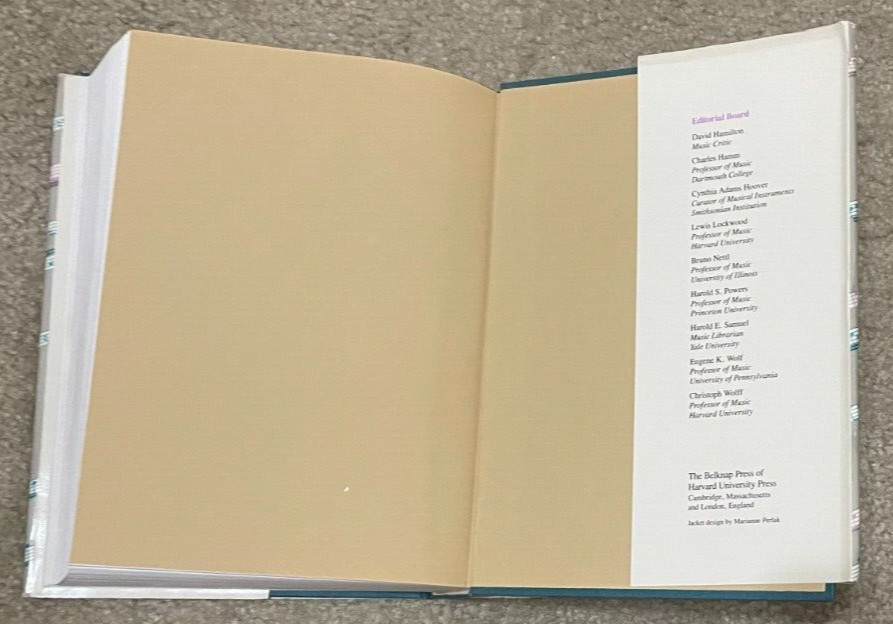 The New Harvard Dictionary of Music (1986, Hardcover) Edited by DON RANDEL