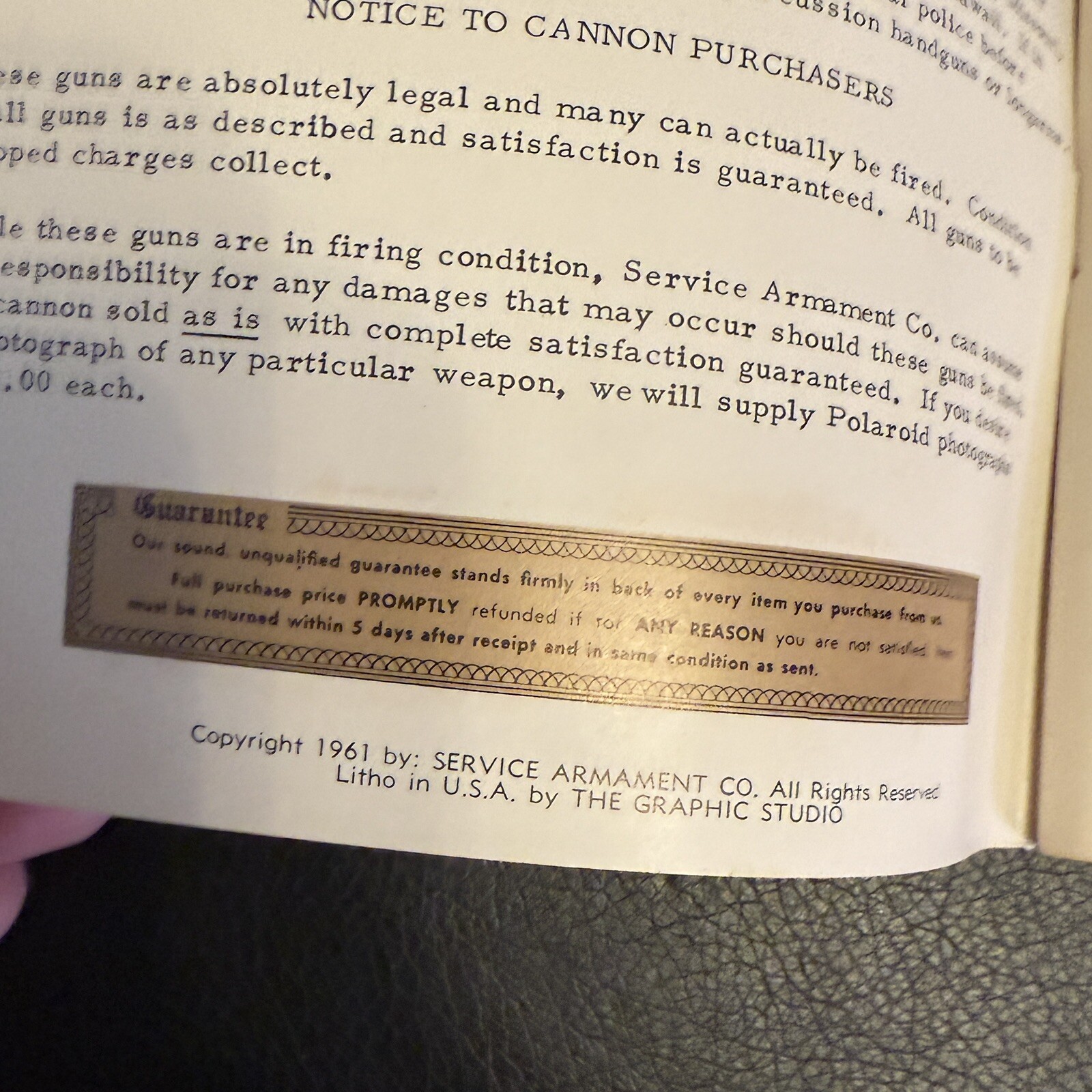 Service Armament Co.1961 Centennial Ed. VTG Advertising Soft Cover
