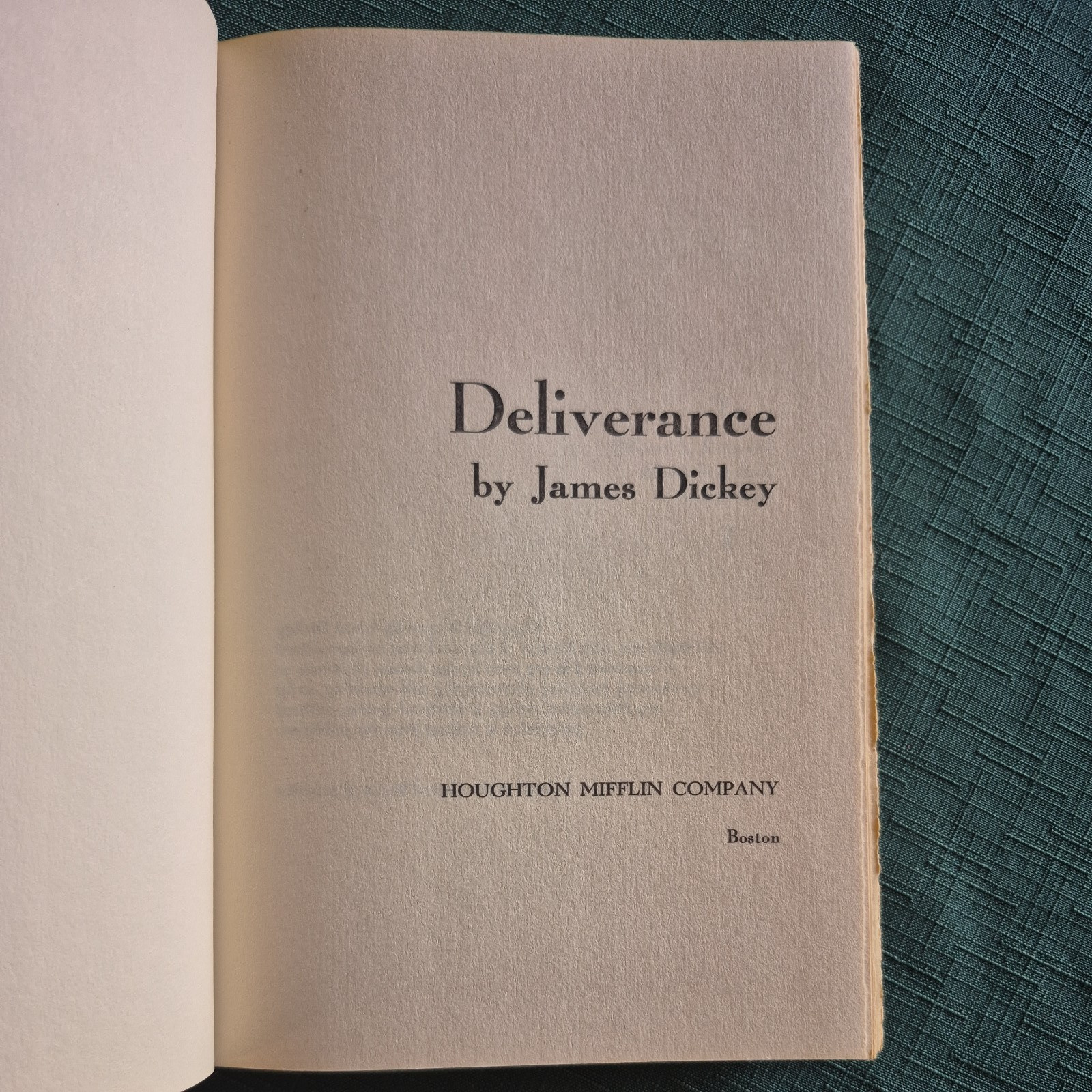 Deliverance by James Dickey, First Book Club Edition (hardcover 1970)VG+/VG