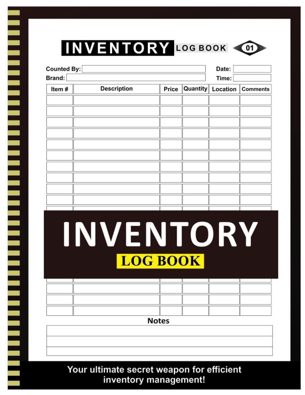 Inventory Log Book: 8.5″ x 11″ Inches 100+ Pages by Emma Winn