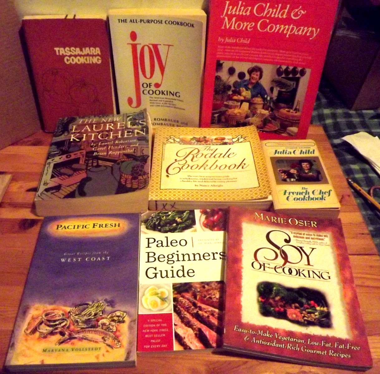Cookbook Lot of 9 Joy of Cooking Laurel’s Kitchen French Chef Tassajara Paleo +