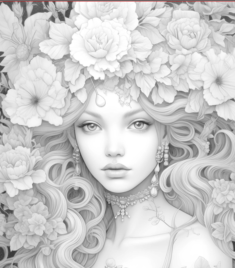 Adult Coloring Pages Bundle Flower Girls bundle 280 Printable Pages