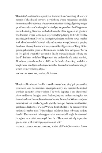 Antillia (The Backwaters Prize in Poetry Honorable Mention), Goodman, Henrietta,
