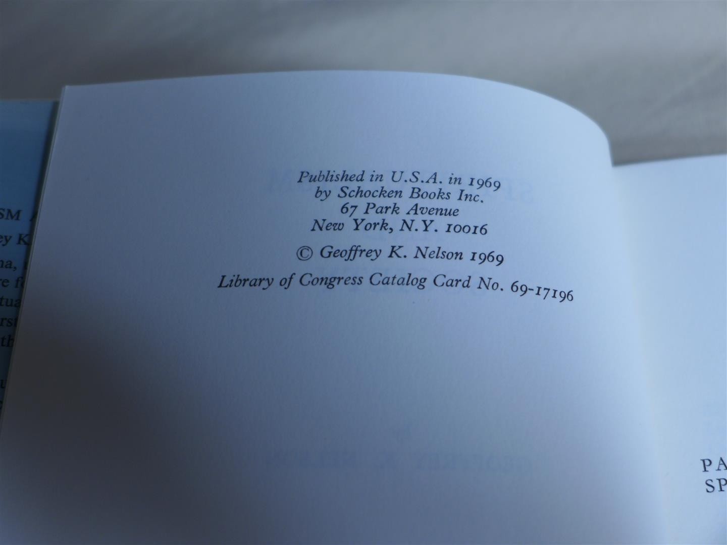 G.K. Nelson SPIRITUALISM AND SOCIETY – 1969 Schocken First Edition HC+DJ