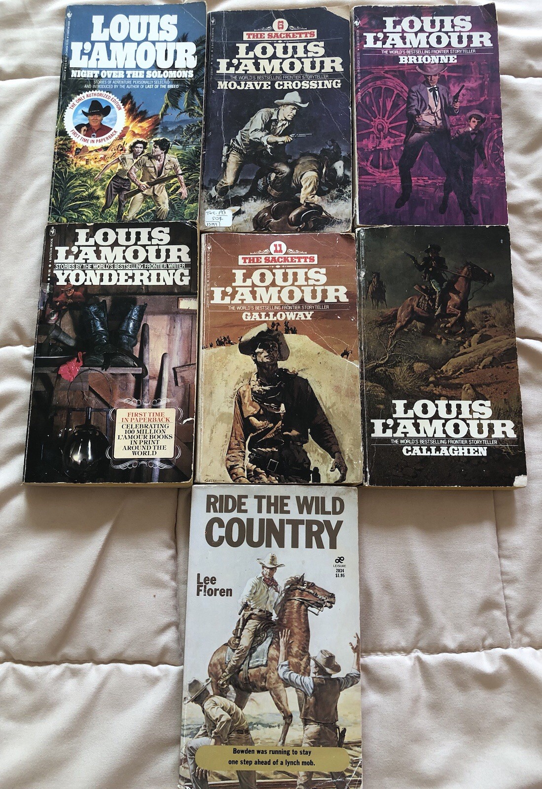 Lot of 7 Vintage Western Vintage Paperback Books- Louis L’amour, Ride Wild Coun…
