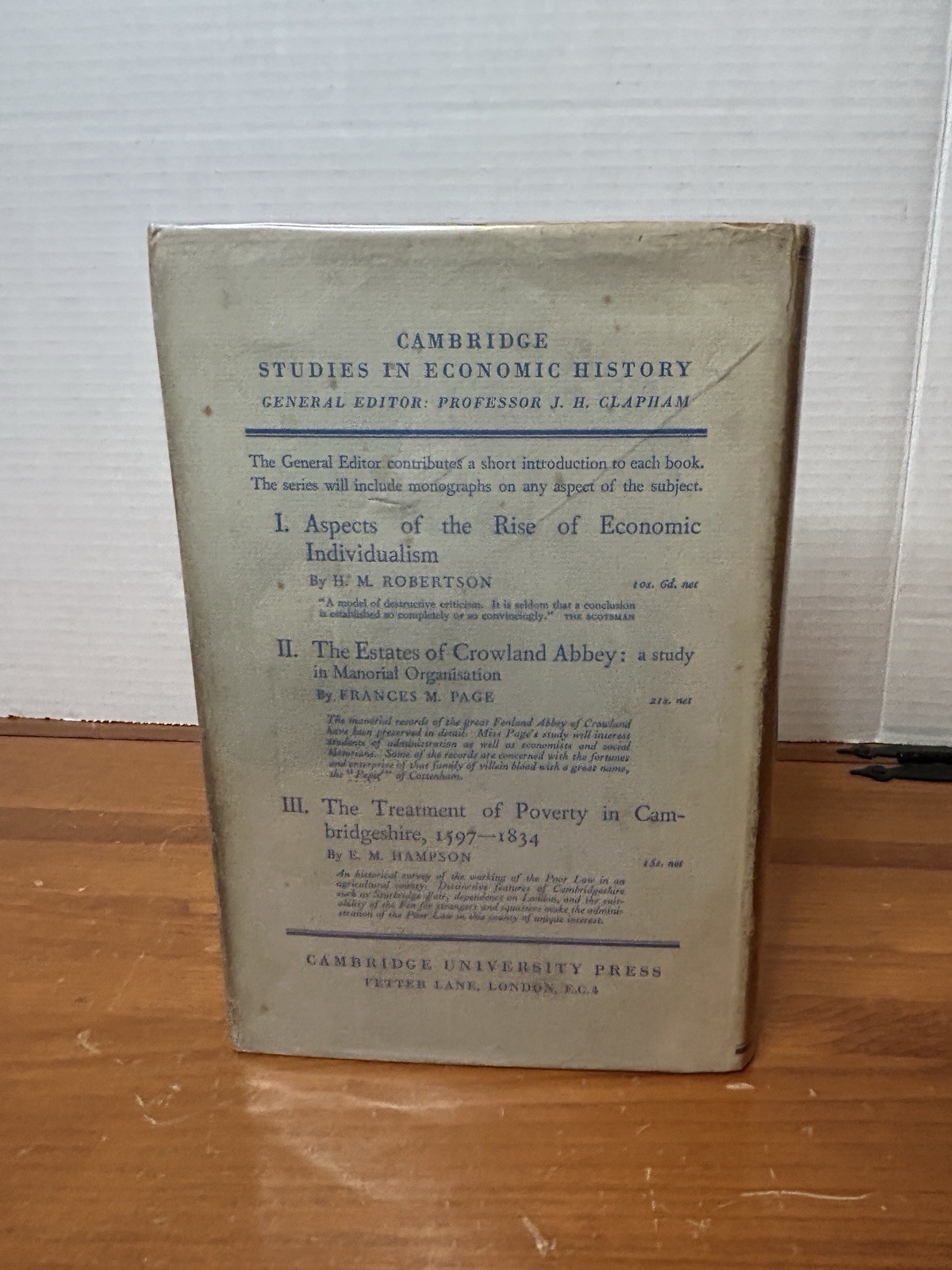 Aspects Of The Rise Of Economic Individualism H.M. Robertson HC Cambridge 1935