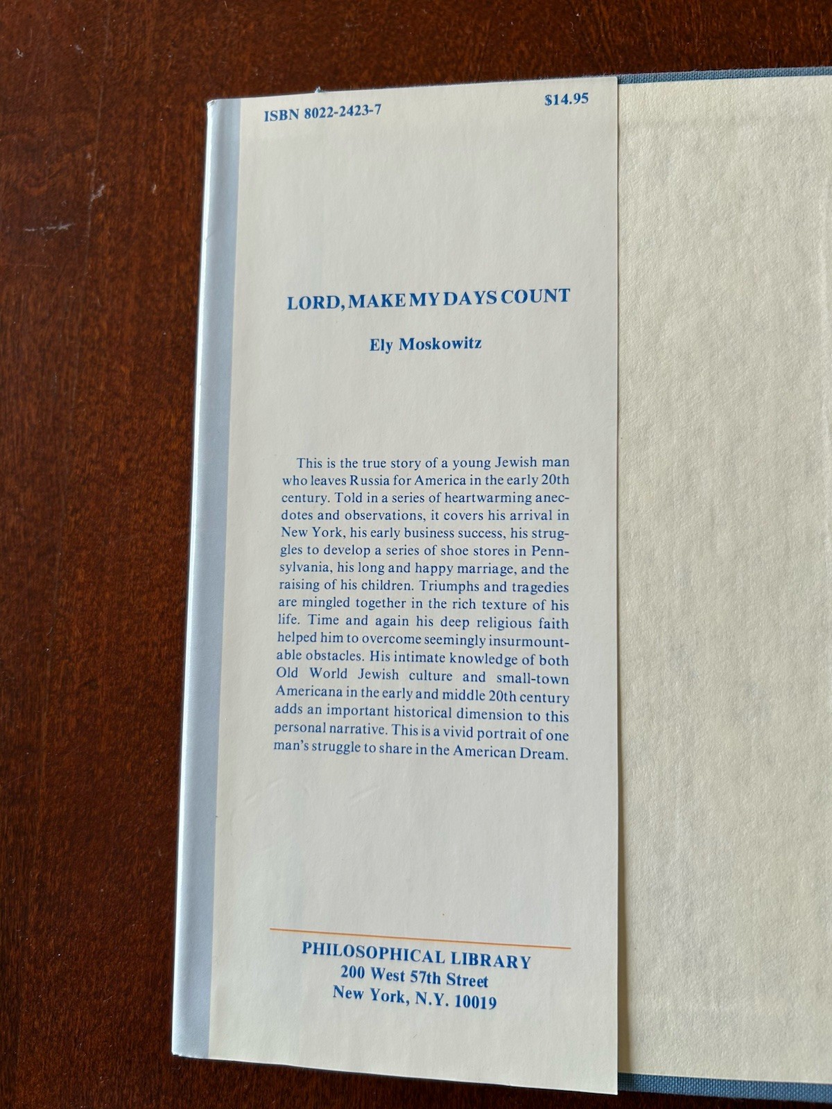 Lord, Make My Days Count (1983 1st Edition Vintage Hardcover) by Ely Moskowitz