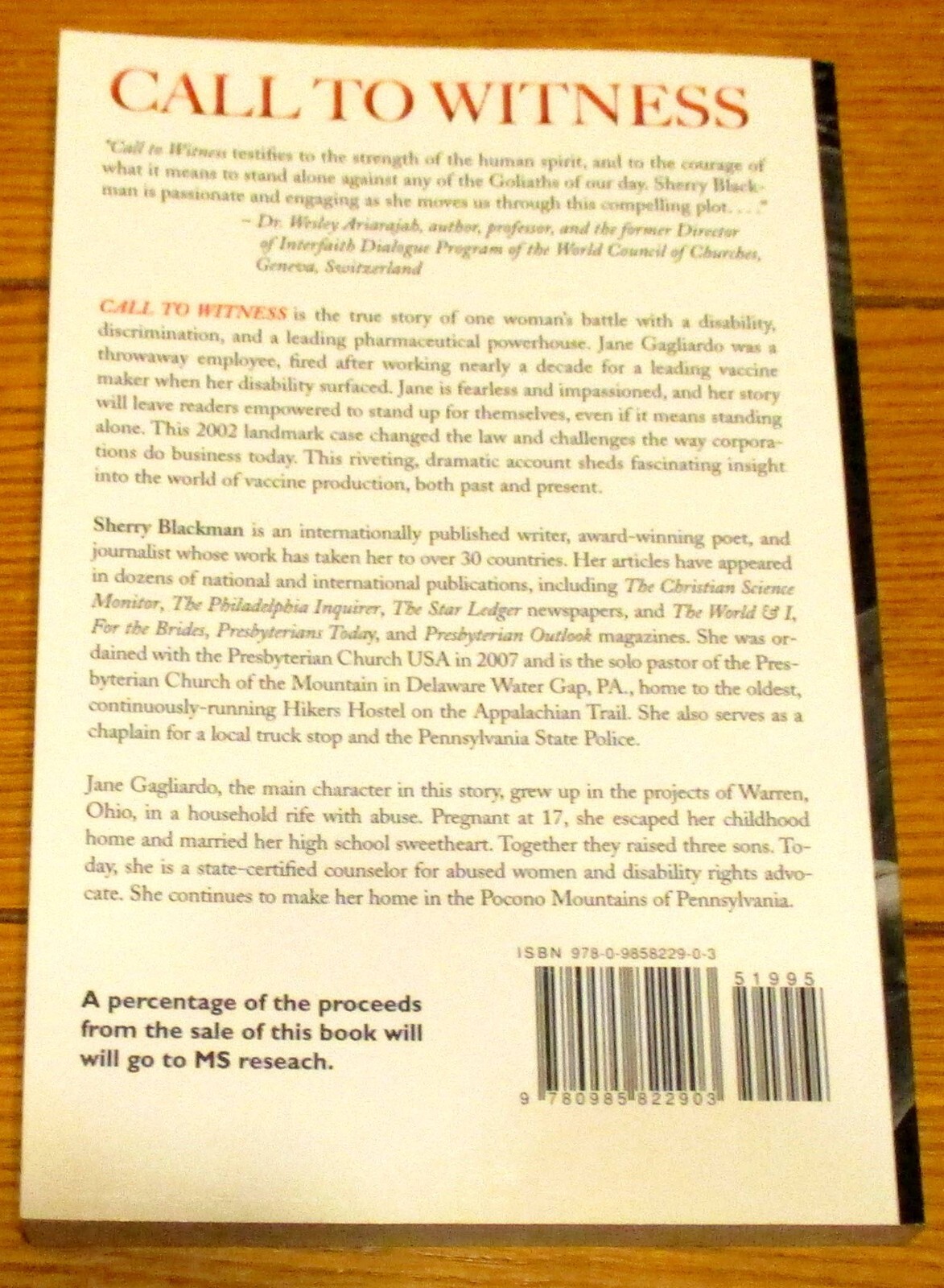 2020 Call To Witness by Sherry Blackman SIGNED Softcover Book 304 Pages