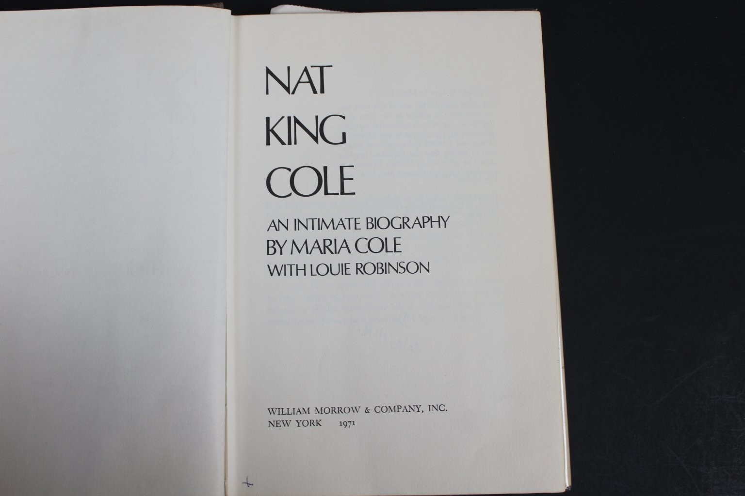 Nat King Cole Maria Cole 1971 Biography Music Jazz Singer William Morrow