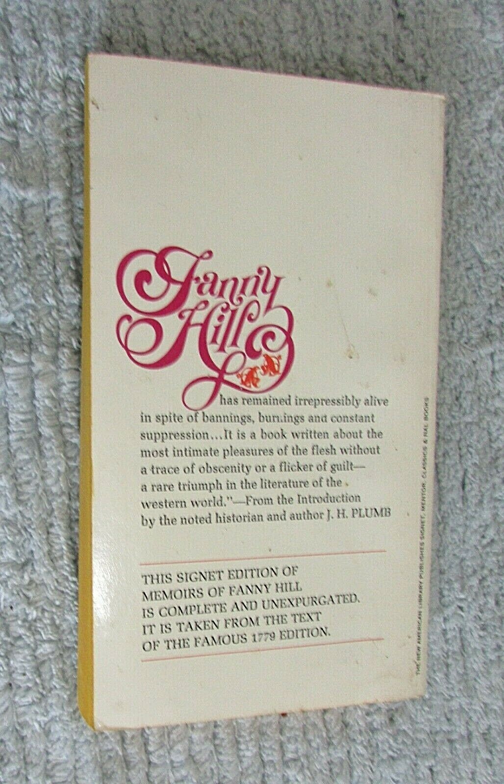 Vintage 1965 Memoirs of Fanny Hill John Cleland Signet Pocket Paperback FREE S/H