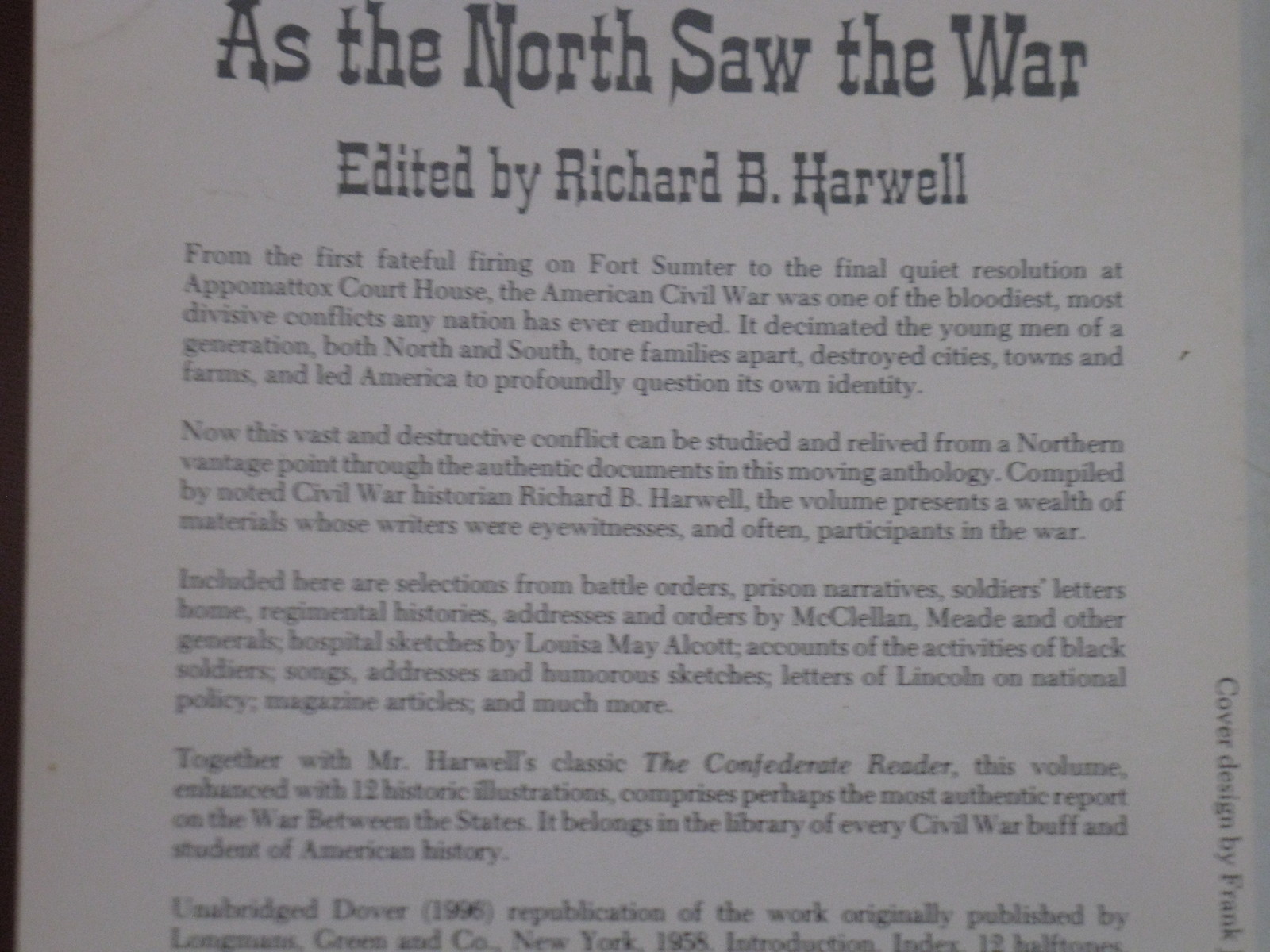 The Union Reader As the North saw The Civil War compiled by Richard Harwell
