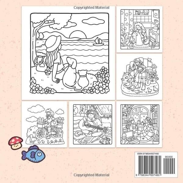 Girl Moments:Coloring Book for Adults and Teens Featuring Cute Cozy Daily Active