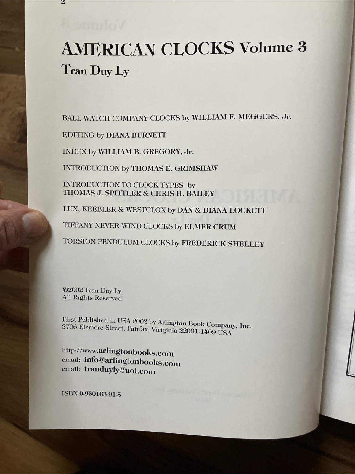 American Clocks Volume 3 by Tran Duy Ly w Price Booklet from 2002