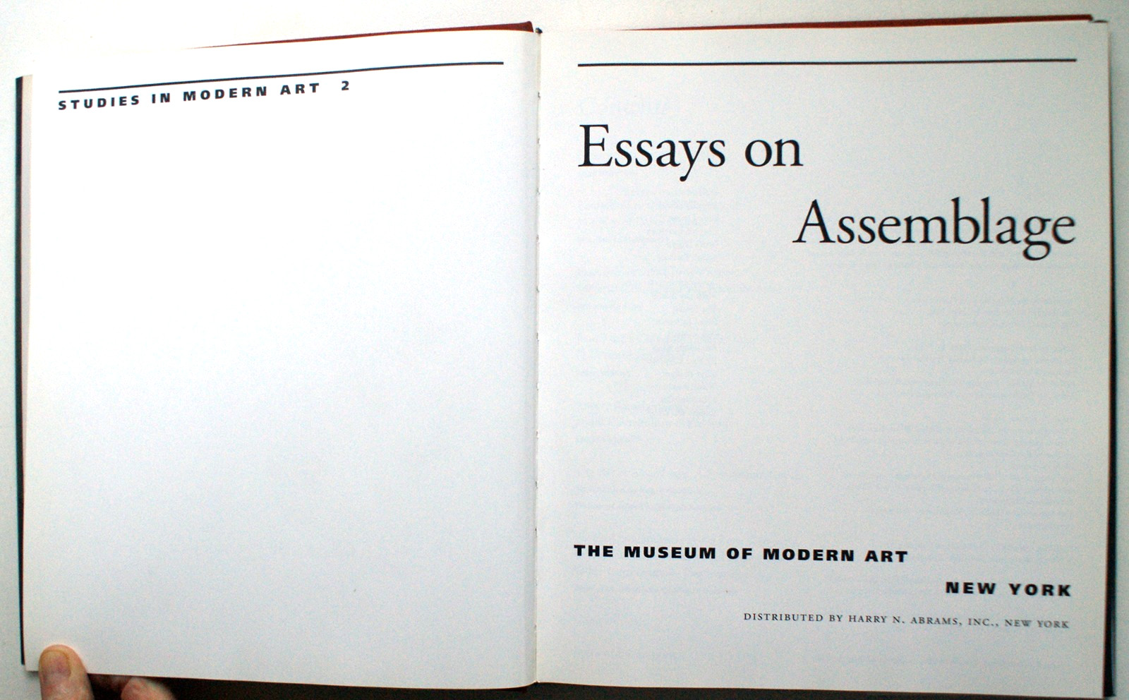 ESSAYS ON ASSEMBLAGE: Studies in Modern Art, Museum of Modern Art NY HC DJ [457]