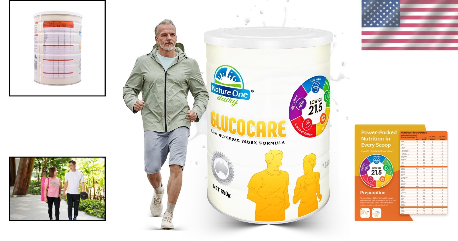 GlucoCare Low Sugar Nutrition Powder – 30 oz, High Protein & Fiber, For Adults
