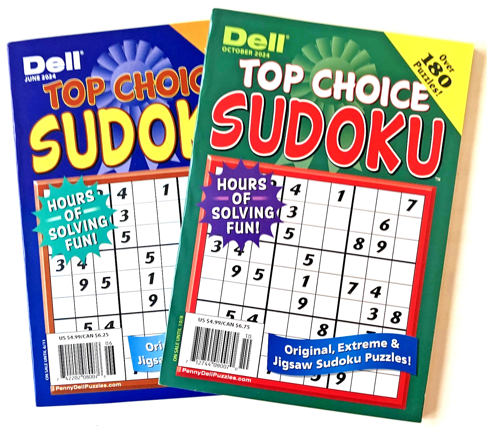 NEW Lot 2 Penny Press Dell Sudoku Top Choice Original Extreme Jigsaw Puzzle Bks