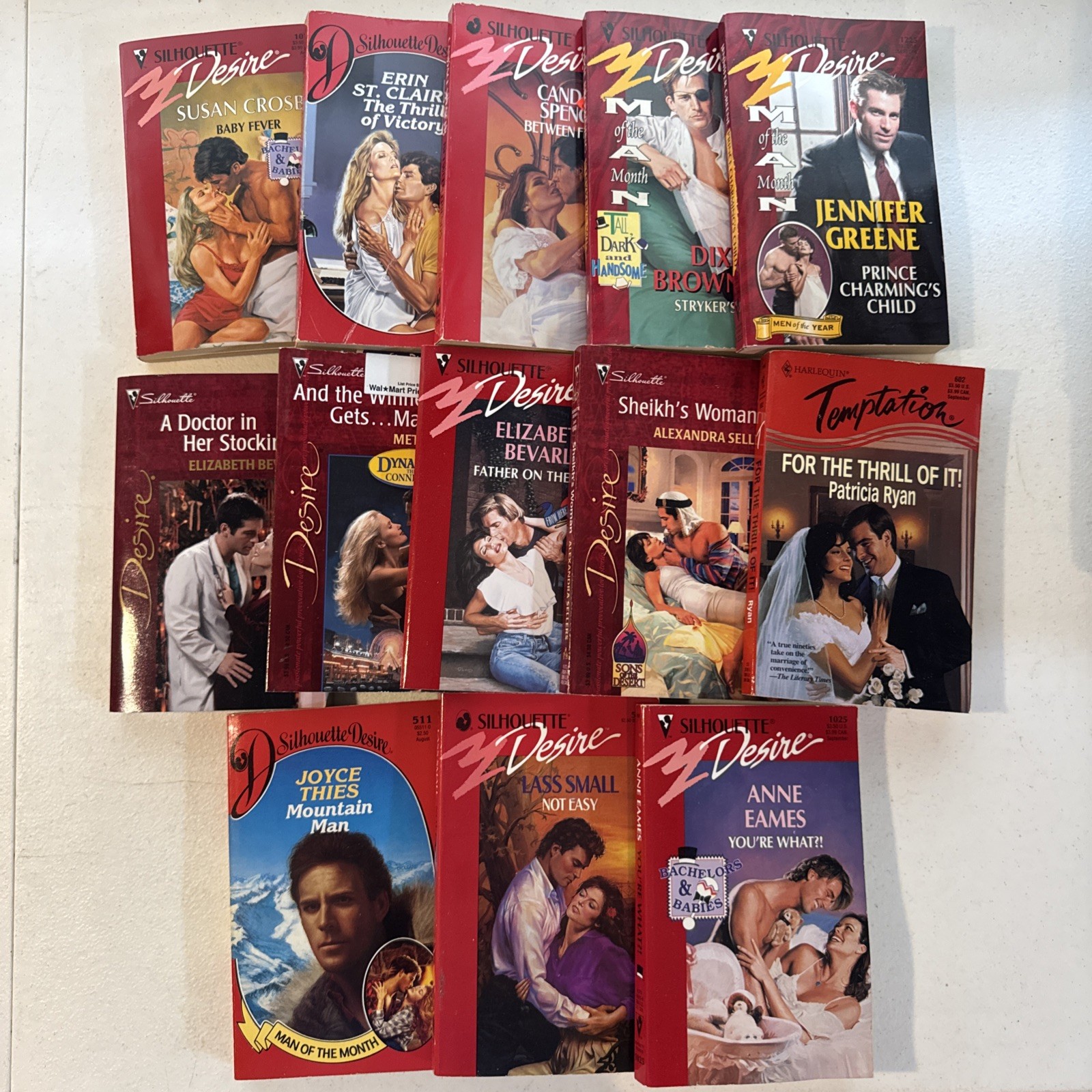 Lot of 13 Vintage 1990’s-2000’s Silhouette Desire Romance Paperback