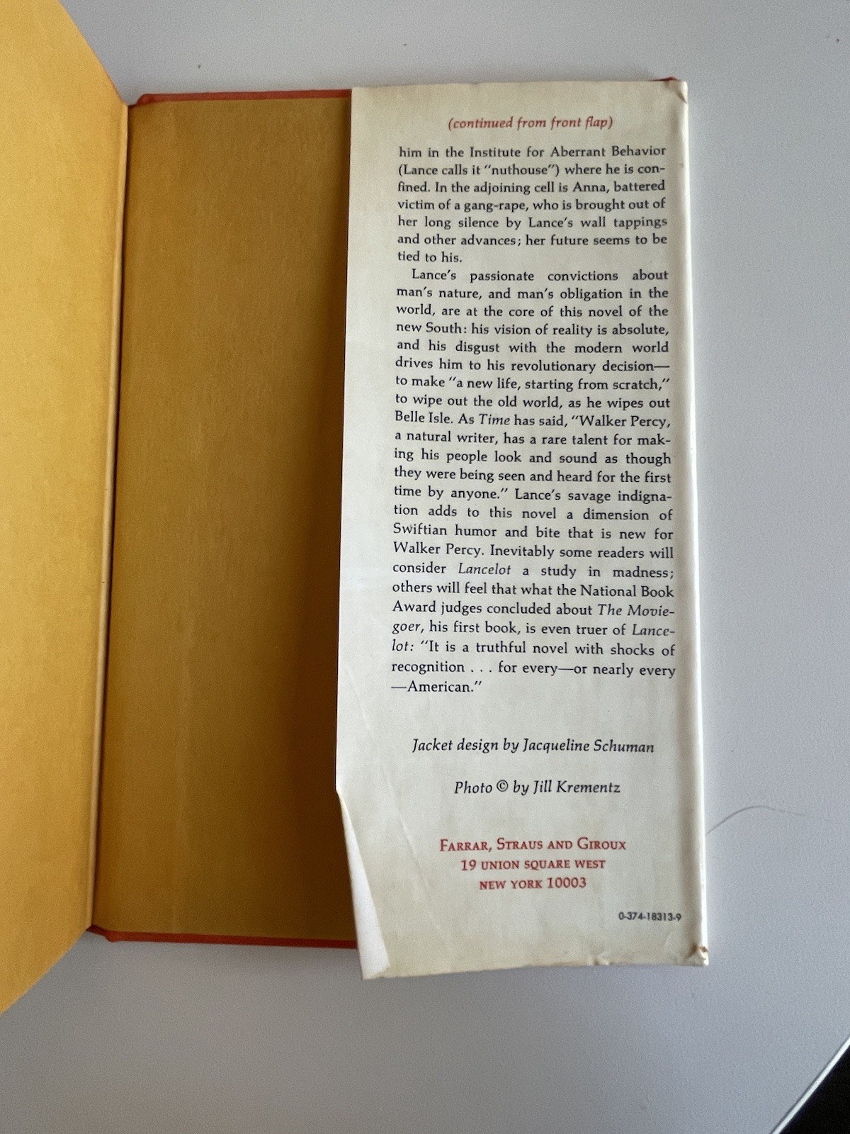 Walker Percy – Lancelot – HB DJ First Edition Second Printing – 1977