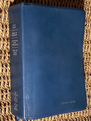 LDS QUAD SCRIPTURES – LARGE FORMAT (9.5″X6.5″) IN BLUE GENUINE LE