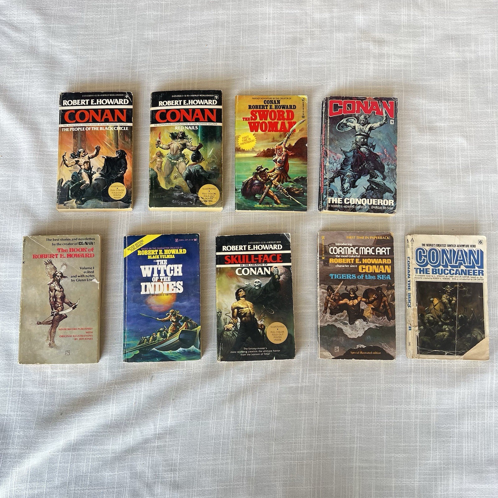 Mixed LOT of 9 Vintage Paperback Books Robert E Howard et al CONAN etc.