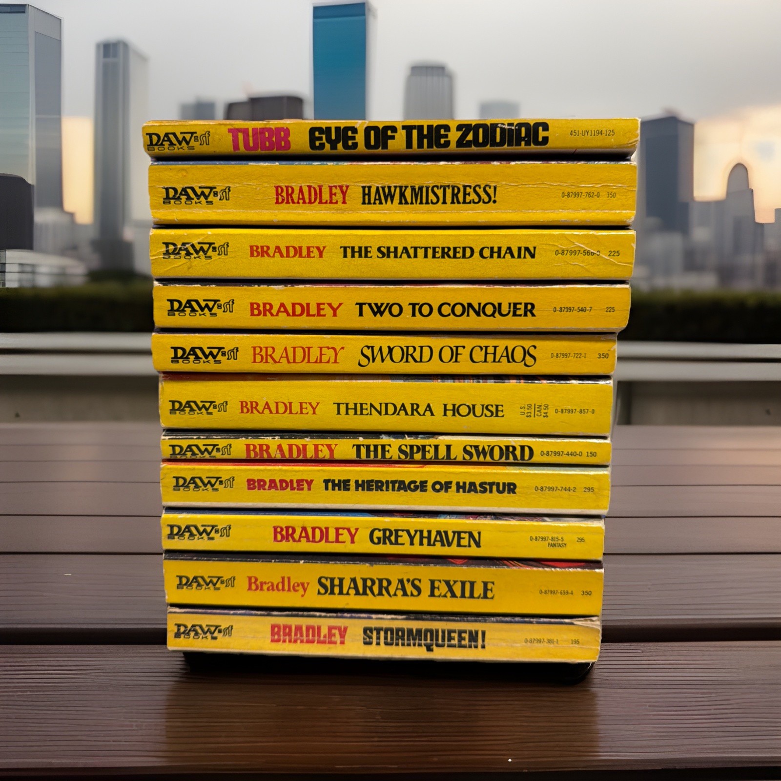 Vintage Lot Of 11 Daw Sci Fi Yellow Books Bradley & Tubb
