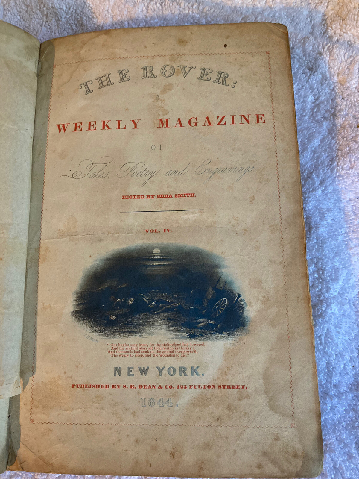 The Rover, 1845, Vol 4, A Weekly Magazine of Tales,Poetry,Engravings, Hard Cover